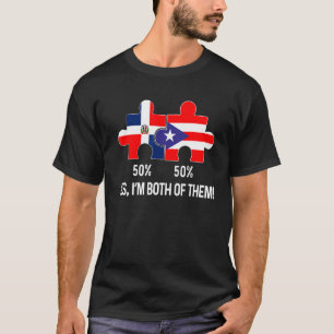 Camiseta Metade Do Mapa De Bandeiras Dominicana Em Porto Ri