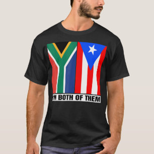 Camiseta Metade do patrimônio sul-africano e porto-riquenho