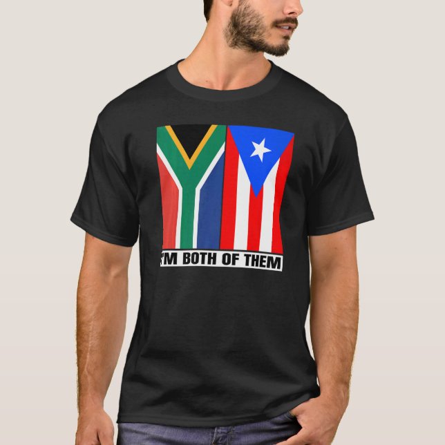 Camiseta Metade do patrimônio sul-africano e porto-riquenho (Frente)