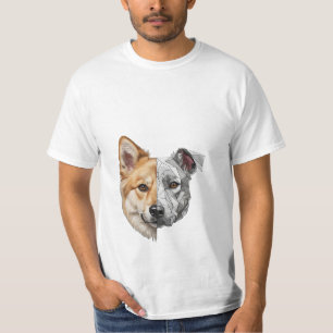 Camiseta Metade do Rosto de Cachorro Robótico
