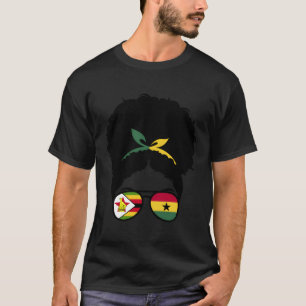 Camiseta Metade do Zimbábue Meio Gana Afro Zimbábue Gana