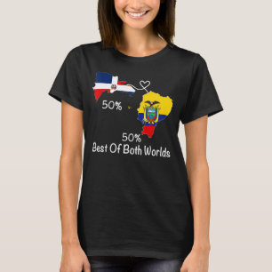 Camiseta Metade dominicana do mapa das bandeiras equatorian