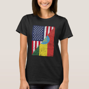 Camiseta Metade dos EUA - Bandeira Half Ethopia - Bandeira 