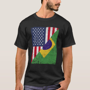 Camiseta Metade dos EUA - Bandeira Metade do Brasil