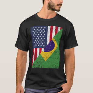 Camiseta Metade dos EUA - Bandeira Metade do Brasil