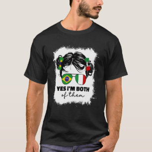 Camiseta Metade Italiana e Brasileira Bandeira Brasil Itáli
