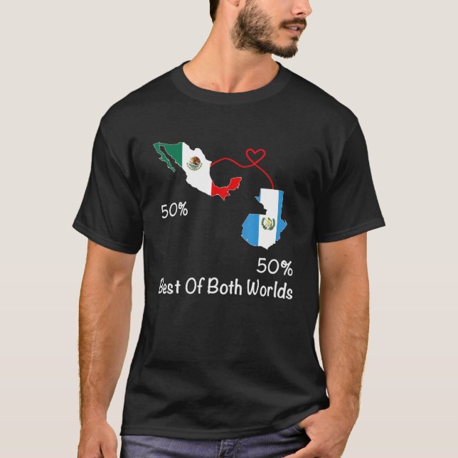 Camiseta Metade Mexicana do Mapa de Bandeiras da Guatemala (Frente)