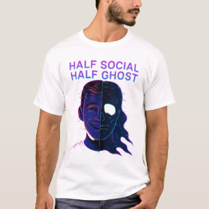 Camiseta Metade Social Metade Fantasma Humor Antissocial In