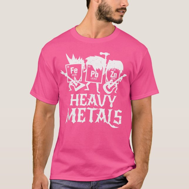 Camiseta Metais Pesados Engraçado Química Periódica de Mesa (Frente)