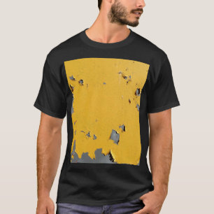 Camiseta Metal amarelo rachado: textura suja.