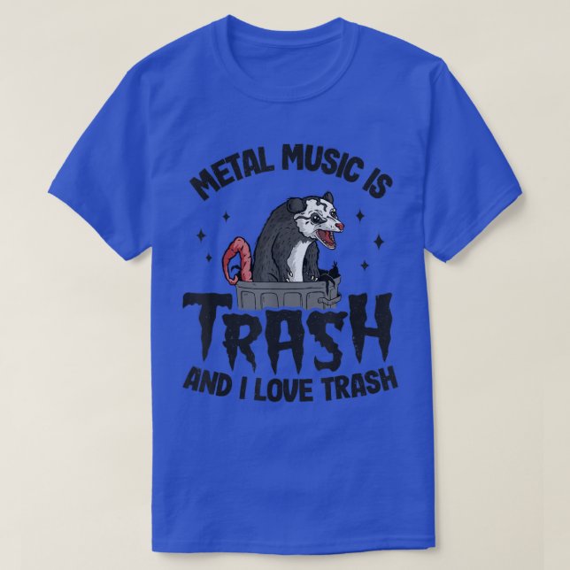 Camiseta Metal Music Is Trash And I Love Trash Opossum Band (Frente do Design)