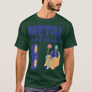 Camiseta Metal nunca é muito alto, esqueleto de rock engraç