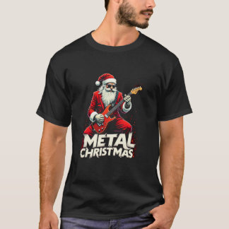 Camiseta Metal Santa Claus Rock Roll Xmas Guitarra