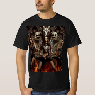 Camiseta Metaleras tocando en el infierno frente al diablo