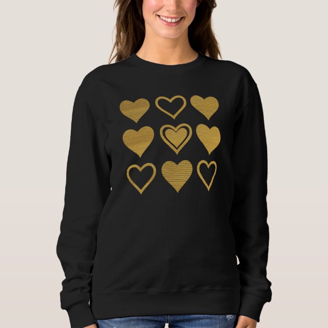 Camiseta Metallic Gold Accent Hearts Valentine’s Gift (Frente)