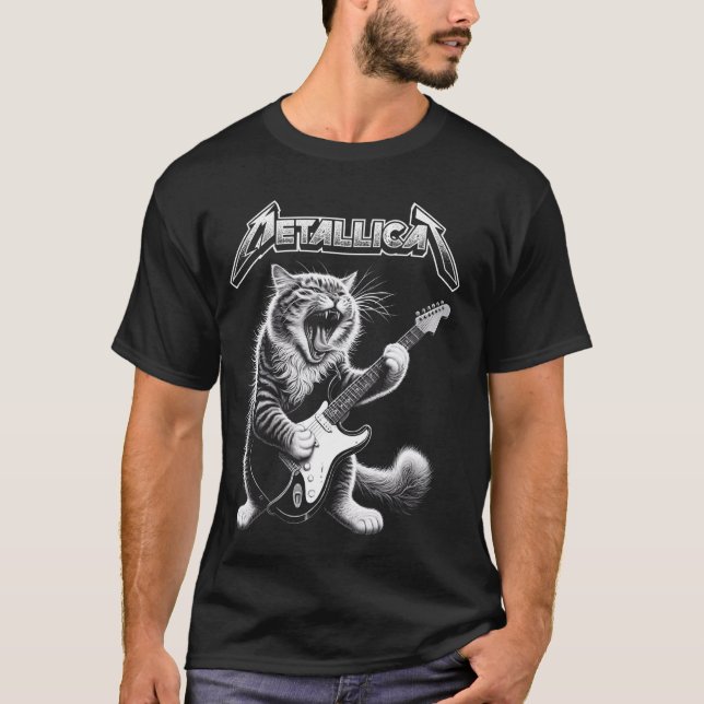 Camiseta Metallicat - Engraçado Cat 2 (Frente)