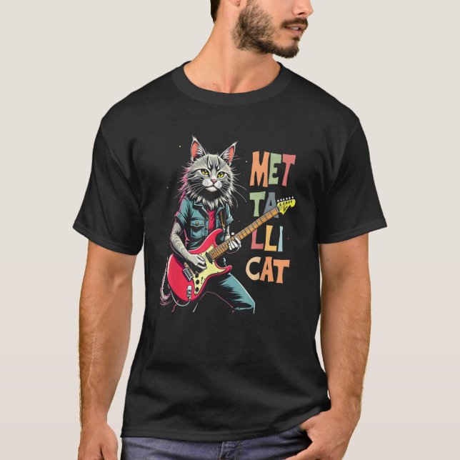 Camiseta Metallicat Tee Rock Roupa, Violão Elétrico (Frente)