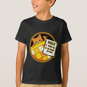 Camiseta Metas de Gato Engraçado - Texto de Desenho Animado