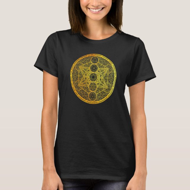 Camiseta Metatron Cube Platonic Solides Sagrados Geometria  (Frente)