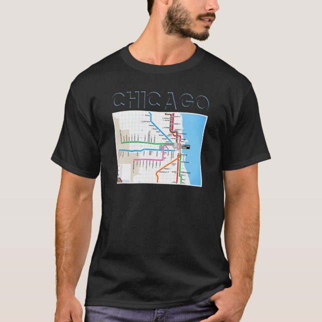 Camiseta Metro de Chicago Mapa de Trânsito da Cidade de Win (Frente)