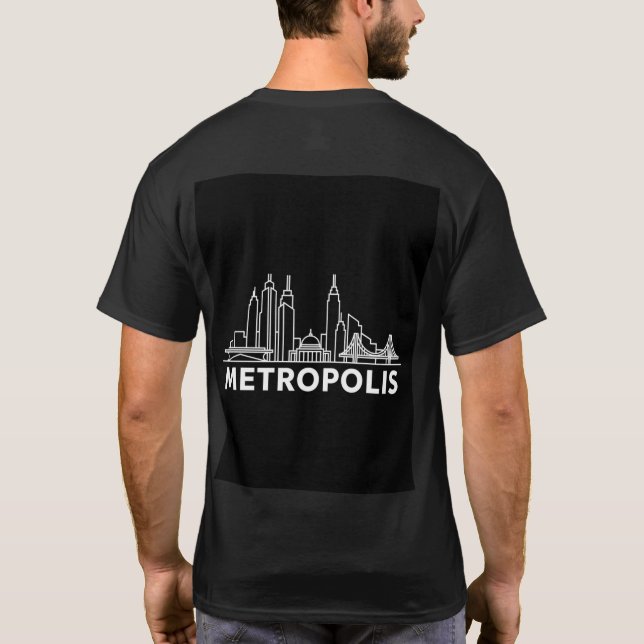 Camiseta Metropolis City Skyline – Minimal Line Art Urban T (Verso)
