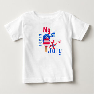 Camiseta Meu 1º 4 de Julho Bebê Menino Fofo 