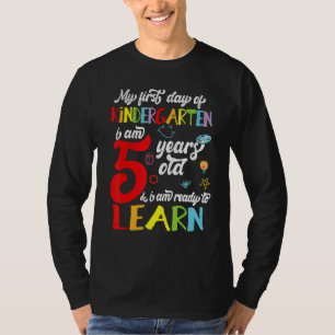 Camiseta Meu 1º Dia No Jardim De Infância Tenho 5 Anos De I