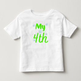 Camiseta Meu 4º Aniversário de Quatro Anos Verde Brilhante