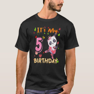 Camiseta Meu 5 de Aniversário Panda De 5 Anos Para Meninas