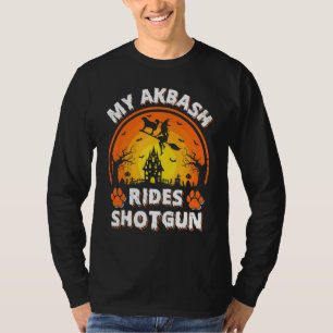 Camiseta Meu Akbash Cachorro Monta Bruxa Espingarda Hallowe
