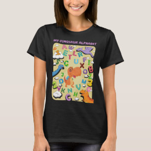 Camiseta Meu Alfabeto Dinossauro A Z Dino Identificação rex