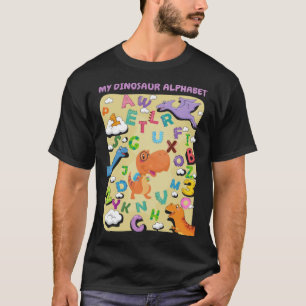 Camiseta Meu Alfabeto Dinossauro A Z Dino Identificação rex