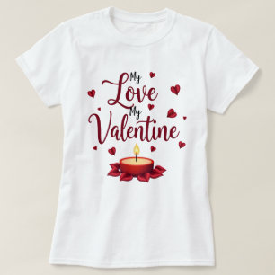 Camiseta Meu amor meu coração vermelho namorados e minha ve