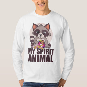 Camiseta MEU ANIMAL ESPIRITAL Engraçado Panda Raccoon Come 
