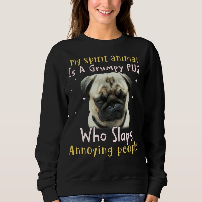 Camiseta Meu Animal Espírito É Um Pug Grumpy (Frente)