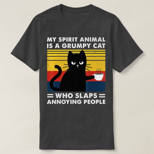 Camiseta Meu Animal Espiritual É Um Gato Negro Grumado, Gat (Frente do Design)