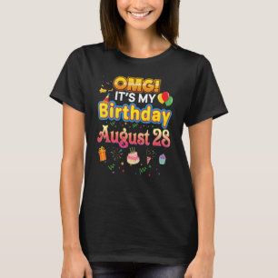Camiseta Meu aniversário, 28 de agosto Feliz Criança Perfei