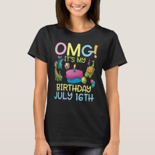 Camiseta Meu aniversário é dia 16 de julho.