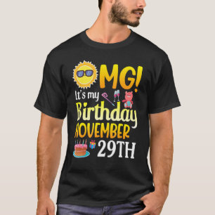 Camiseta Meu aniversário é dia 29 de novembro. Feliz por vo