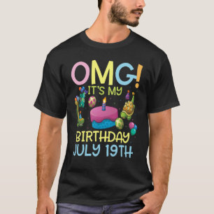 Camiseta Meu aniversário é no dia 19 de julho.