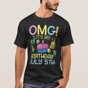 Camiseta Meu aniversário em 5 de julho Feliz por mim