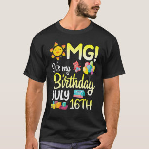 Camiseta Meu aniversário no dia 16 de julho Feliz Pai Mãe