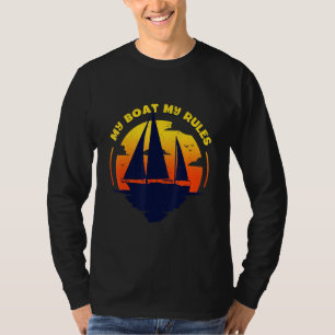 Camiseta Meu Barco Minhas Regras Capitão Pontoon Barco