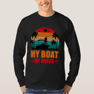 Camiseta Meu Barco Minhas Regras Pescar Aproxima Vintage Su