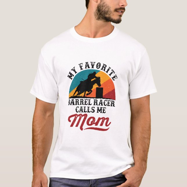 Camiseta Meu Barrel Racer Favorito Me Chama Mãe Retro (Frente)