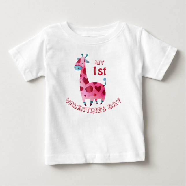 Camiseta Meu Bebê Girafa do Primeiro Dia dos Namorados (Frente)