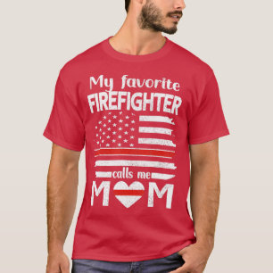 Camiseta Meu Bombeiro Favorito Me Chama Mãe Linha Vermelha