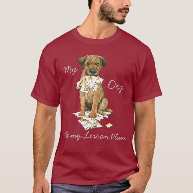 Camiseta Meu Bordo Terrier Comeu Meu Plano de Lição (Frente)
