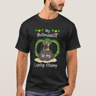 Camiseta Meu Bullmastiff é meu sortudo Charmp Saint Patrick
