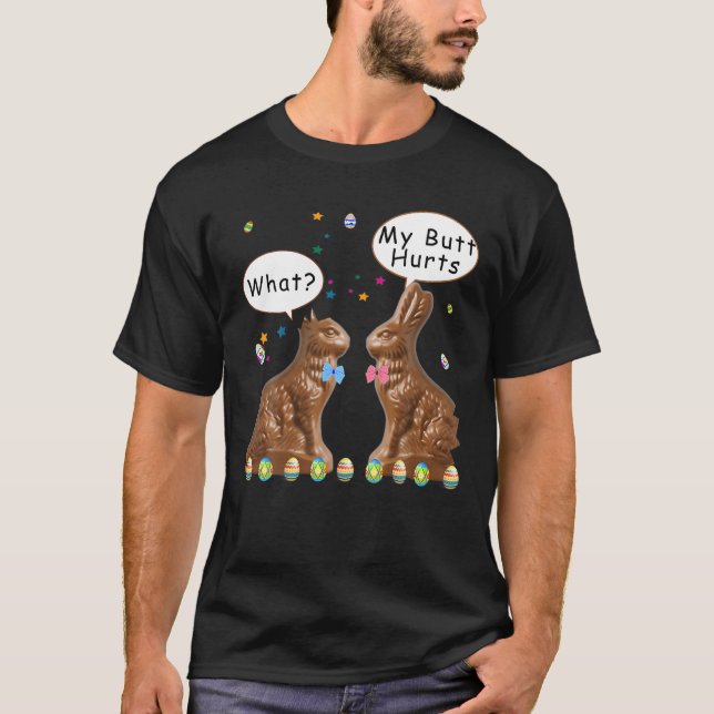 Camiseta Meu Bumbum Magoa Páscoa De Chocolate Engraçado (Frente)